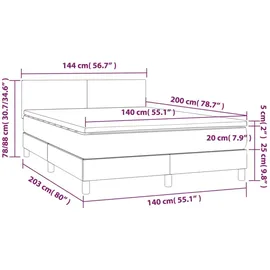vidaXL Boxspringbett mit Matratze & LED Weiß 140x200 cm Kunstleder