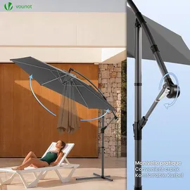 VOUNOT Ampelschirm 300 cm Grau