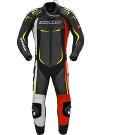 Spidi Track Wind Pro Lederkombi, - Schwarz/Weiß/Rot/Neon-Gelb / 48