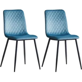mcc direct Esszimmerstühle lexi im 4er Set, mit Samtbezug - Metallbeinen, Designerstuhl, Hellblau