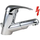 Niederdruck Waschtischarmatur MIX ausziehbare Brause, mit Ablauf-Garnitur, Chrom