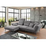 Set One by Musterring Ecksofa »SO 4500, Füße schwarz matt, inkl Schwenkrückenfunktion, Cord, L-Form«, wahlweise mit Kopfstütze/Armteilverstellung/Rückenneigung