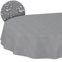ANRO Stoff Tischdecke Textil Tischwäsche Tischtuch Baumwolle Polyester abwaschbar Uni Ornament Damast Jacquard Gewebe waschbar Dunkelgrau Oval 180x140cm Schnittkante