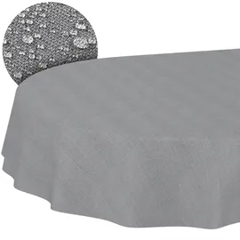 ANRO Stoff Tischdecke Textil Tischwäsche Tischtuch Baumwolle Polyester abwaschbar Uni Ornament Damast Jacquard Gewebe waschbar Dunkelgrau Oval 180x140cm Schnittkante