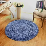 Gifiie Mehrfarbiger runder Boho Baumwolle Chindi Jute Teppich - Gewebt für Zuhause, Küche, Wohnzimmer und Schlafzimmer (Mehrfarbig, Jute-Chindi, Rund-90x90cm)