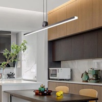 Bellastein Modern LED dimmbare Pendelleuchte mit Fernbedienung Pendellampe kreativ linear Design Büroleuchter Schwarz esstischlampe höhenverstellbar Kronleuchter, für Wohnzimmer-Inselbar (L120cm)