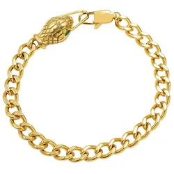 Armband FIRETTI "Schmuck Geschenk Armschmuck Armkette Panzerkette Schlange", gold (gelbgoldfarben, grün, grün), Armbänder, Damen, Edelstahl, Made in Germany - mit Kristall