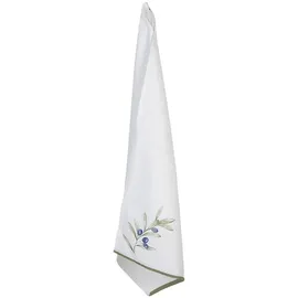 Clayre & Eef Geschirrtuch 50x70 cm Weiß Baumwolle Oliven
