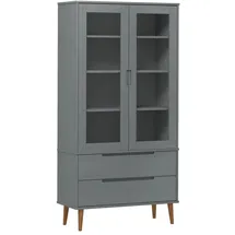vidaXL Vitrinenschrank MOLDE 90 x 35 x 175 cm Grau