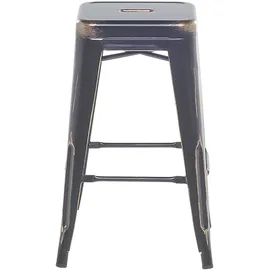 Beliani Barhocker 2er Set Schwarz/Gold Metall 60 cm Industriell