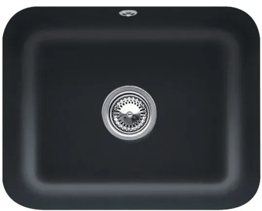 Villeroy und Boch Unterbauspüle 670601S5 mit Ablaufgarnitur, Handbetätigung, Befestigungssatz, Ebony
