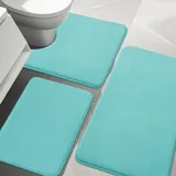 YIHOUSE Badematte, Duschteppich, Badezimmer Vorleger, 3-teilig, Blaugrün