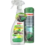 Sonax CleanStar mit MicrofaserTüchern Scheibe+Innen AktionsSet (1 Set) zur schonenden Reinigung und intensiven Pflege von glattem Echt- und Kunstleder | Art-Nr. 02547410