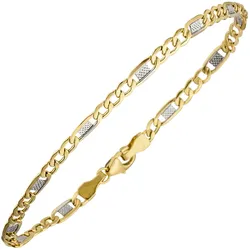 Goldarmband JOBO, gold (gelbgold 333), Armbänder, Damen, Gelbgold 333, Steg-Panzerarmband 333 Gold bicolor 19 cm