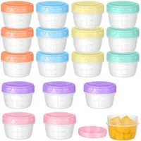 SKIKHN Kleine Gefrierdosen 18 Stück, 80ML Auslaufsichere Vorratsdosen, Stapelbar Gefrierdosen mit Skalenmarkierung, Auslaufsichere Kleine Dosen, BPA-frei, für Snacks, Saucen (6 Farben)