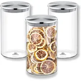 wilmax england Glasbehälter mit Metalldeckel 1100 ml 3 St.