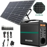 BEAUDENS Tragbarer Stromerzeuger , 150W Tragbare Powerstation 166Wh LiFePO4 Batterie Backup Solarspeicher Mit 100W Solar Panel für Stromausfall zu...