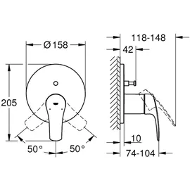 Grohe Eurosmart Einhand-Wannenbatterie, Unterputzmontage, Fertigmontageset, 24043003