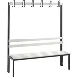 C+P Garderobenbank Basic, H1650xB1500xT403mm Farbe Sitzleisten Lichtgrau Farbe Gestell Schwarzgrau