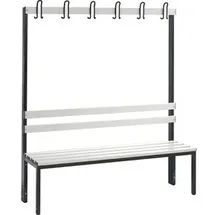 C+P Garderobenbank Basic, H1650xB1500xT403mm Farbe Sitzleisten Lichtgrau Farbe Gestell Schwarzgrau