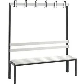 C+P Garderobenbank Basic, H1650xB1500xT403mm Farbe Sitzleisten Lichtgrau Farbe Gestell Schwarzgrau