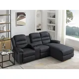 vente-unique Ecksofa mit Relaxfunktion aus anthrazitfarbenem Stoff - Anthrazit - MACEDONIA