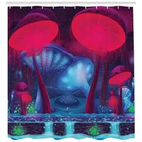 ABAKUHAUS Duschvorhang Pilze 175 x 200 cm blau/rot