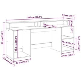 vidaXL Schreibtisch Grau Sonoma