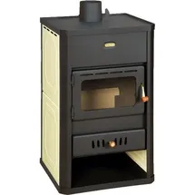 Prity Victoria Wasserführender Kaminofen Metall Schwarz/Abdeckplatte Gusseisen