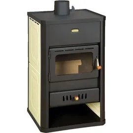 Prity Victoria Wasserführender Kaminofen Metall Schwarz/Abdeckplatte Gusseisen