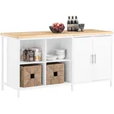 SoBuy Kücheninsel freistehend Küchenschrank Highborad Kommode Schrank Sideboard Bartisch Buffet Weiß-Natur BHT ca. 170x89x60cm