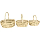 Frank Flechtwaren Bügelkorb Seegras 3er Set 41 x 31 x 16 cm beige