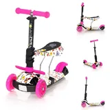 Lorelli Kinderroller Laufrad 2 in 1 Smart PU Räder leuchten klappbar verstellbar rosa Schmetterlinge