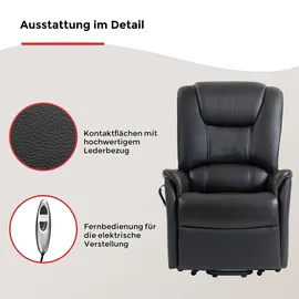 Duo Collection TV-Sessel Messina Kunstleder 84 x 115 x 94 cm schwarz mit elektrischer Aufstehhilfe