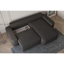 moeblo Ecksofa Lisbon – Ottomane beidseitig montierbar, Ecksofa aus Bouclé, Couch für Wohnzimmer, Schlafsofa Sofagarnitur Sofa Eckcouch L-Form,... - Schwarz