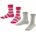 Kinder 2er Pack Happy Stripe Kurzsocken gestreift Grau/Pink 23-26
