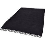 THEKO Teppich Happy Cotton«, rechteckig, Handweb Teppich, Flachgewebe, reine Baumwolle, handgewebt, mit Fransen, schwarz