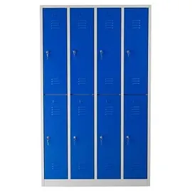 Gürkan Spind lichtgrau, enzianblau 106312, 8 Schließfächer 117,0 x 50,0 x 195,0 cm