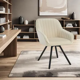 Tectake Armlehnstuhl Snug gepolstert, in Samtoptik, 360° drehbar, schlanke Stahlbeine, 58 x 58 x 82 cm