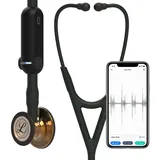 3M Littmann CORE Digital-Stethoskop, hochglanzpoliertes, kupferfarbenes Bruststück, schwarzer Schlauch, Schauchanschluss und Ohrbügel, 69 cm, 8863