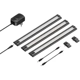 ledscom.de LED Unterbau-Leuchte SIRIS schwarz matt, flach, je 30cm, je 368lm, warm-weiß, 3er Set