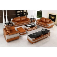 JVmoebel Sofa Ledersofa Couch Wohnlandschaft 3+1+1 Sitzer Garnitur Design, Made in Europe beige|braun