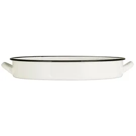 ib laursen Servierplatte Tablett aus Emaille mit 2 Henkeln 0465-11 Serviertablett Emailletablett Schale, Weiß