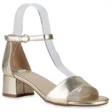 Stiefelparadies Damen Klassische Sandaletten in Gold,