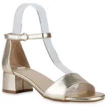 Stiefelparadies Damen Klassische Sandaletten in Gold,