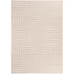 Teppich Kurzflor 3D-Muster Polypropylen Wohnzimmer Beige Läufer 80x250 | Kadima Design