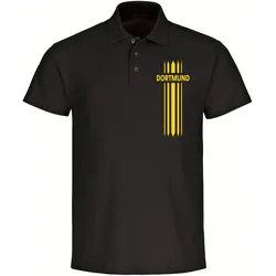 multifanshop Poloshirt - Dortmund - Streifen - Druck gelb - Polo