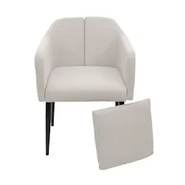 Mendler 2er-Set Esszimmerstuhl HWC-H93, Küchenstuhl Lehnstuhl Stuhl - Stoff/Textil creme-beige