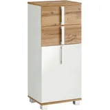 Schildmeyer Seitenschrank Luca 135869, weiß glanz/Eiche Landhaus Dekor, 40,3/32,0/94,8 cm,