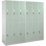 Mendler Schließfach Boston T829, Schließfachschrank Wertfachschrank Spind, Metall 12 Fächer ~ grün